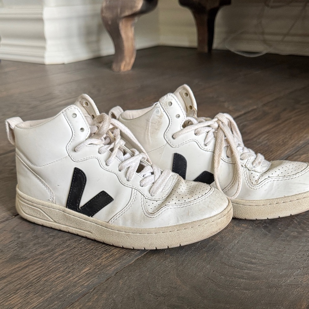 Veja White and Black High-Top Sneakers